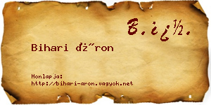 Bihari Áron névjegykártya